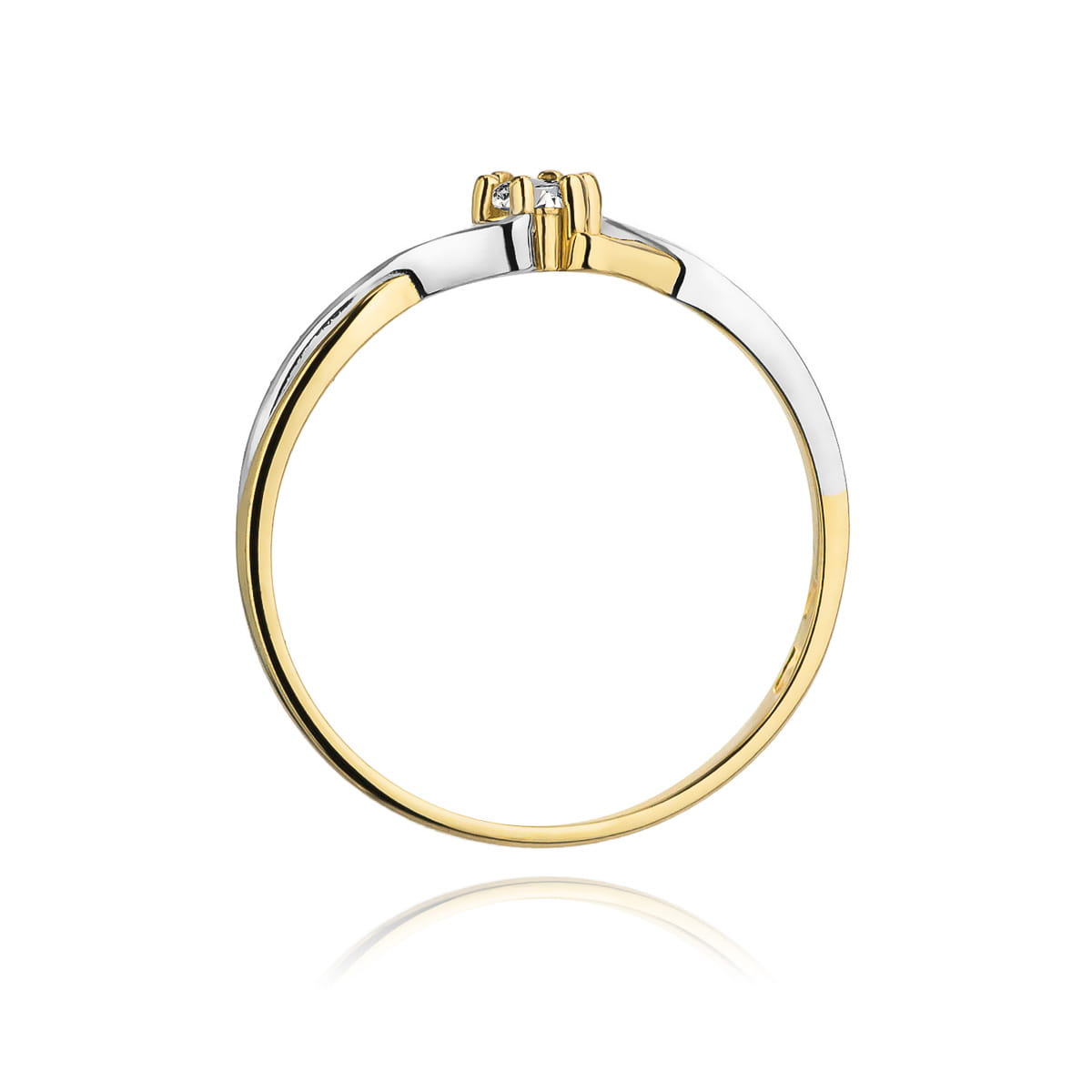 Pierścionek Diament 0,10ct żółte złoto - obrazek 3