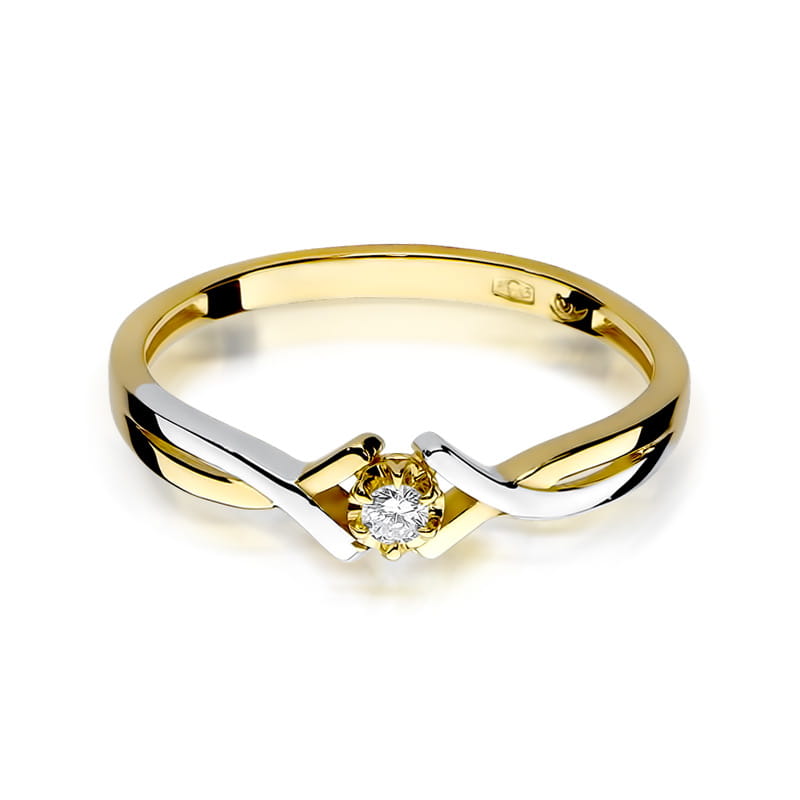 Pierścionek Diament 0,04ct Żółte złoto 375 - obrazek 2