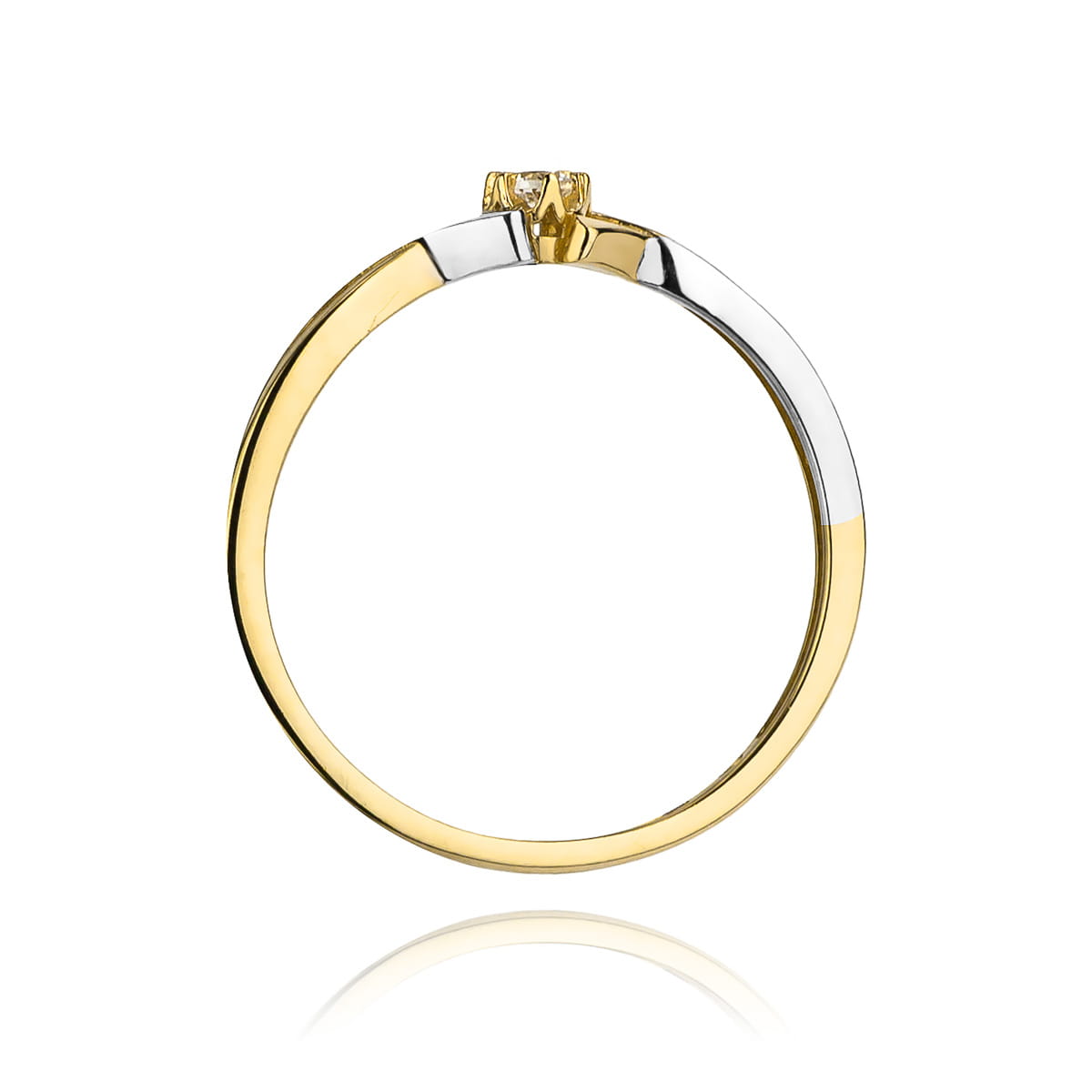 Pierścionek Diament 0,04ct Żółte złoto 375 - obrazek 3