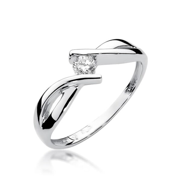 Pierścionek Diament 0,08ct białe złoto 375