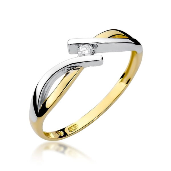 Pierścionek Diament 0,04ct żółte złoto 375