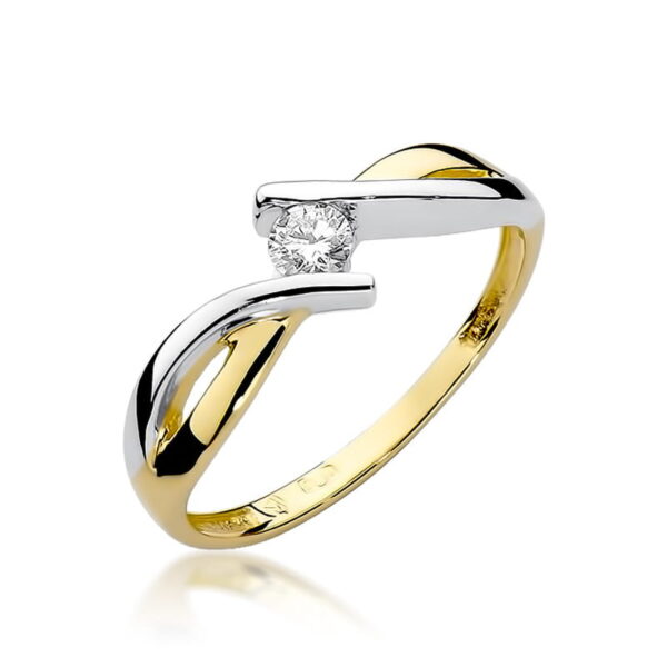 Pierścionek Diament 0,08ct żółte złoto 375
