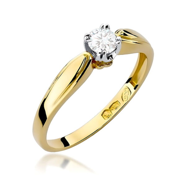 Pierścionek Diament 0,24ct żółte złoto 375