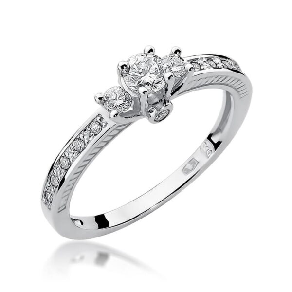 Pierścionek Diament 0,20ct białe złoto 375