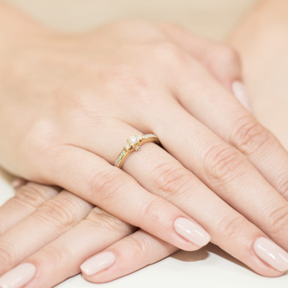 Pierścionek Diament 0,20ct Żółte złoto 375 - obrazek 4