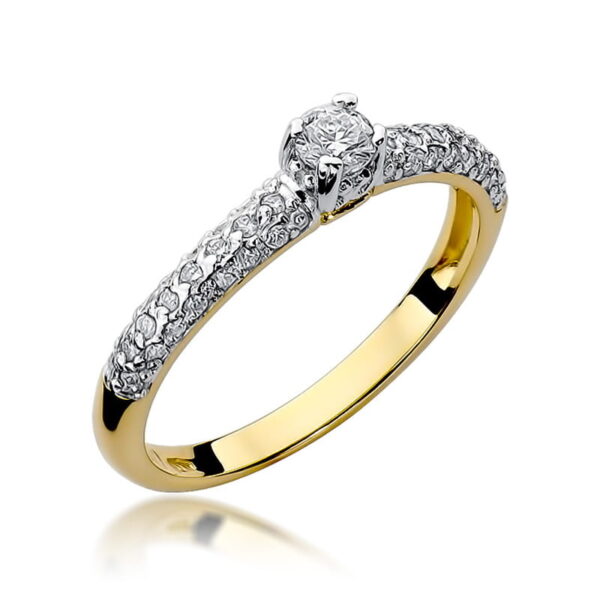 Pierścionek Diament 0,15ct żółte złoto