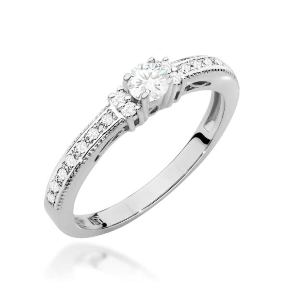 Pierścionek Diament 0,13ct Białe złoto 375