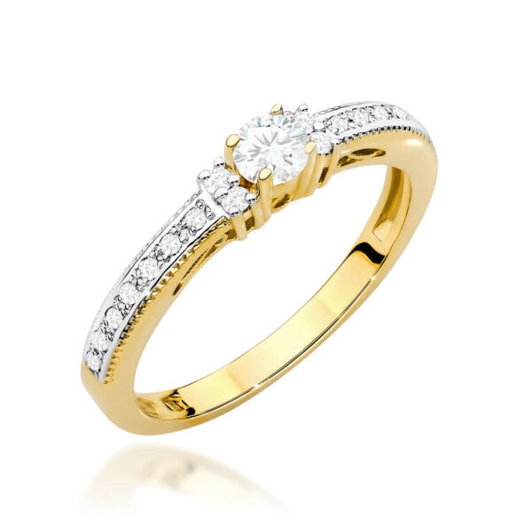 Pierścionek Diament 0,13ct Żółte złoto 375