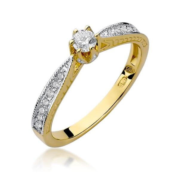 Pierścionek Diament 0,15ct żółte złoto