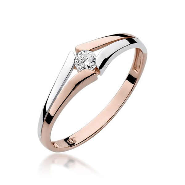Pierścionek Diament 0,10ct różowe złoto