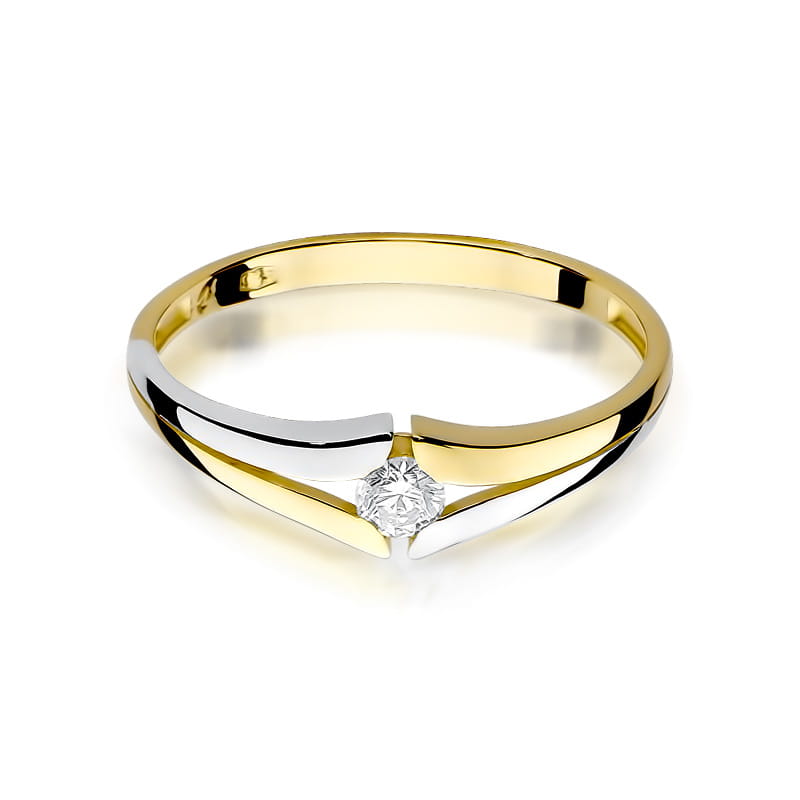 Pierścionek Diament 0,10ct żółte złoto - obrazek 2