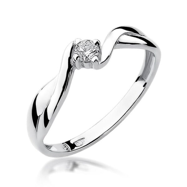 Pierścionek Diament 0,10ct białe złoto