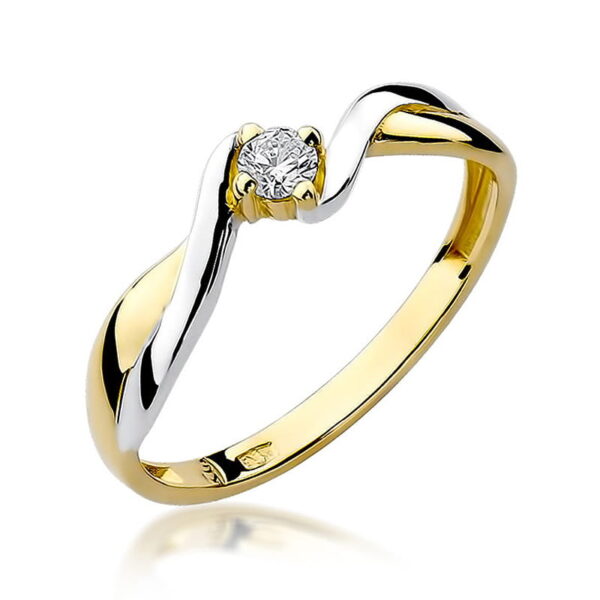 Pierścionek Diament 0,10ct żółte złoto 375