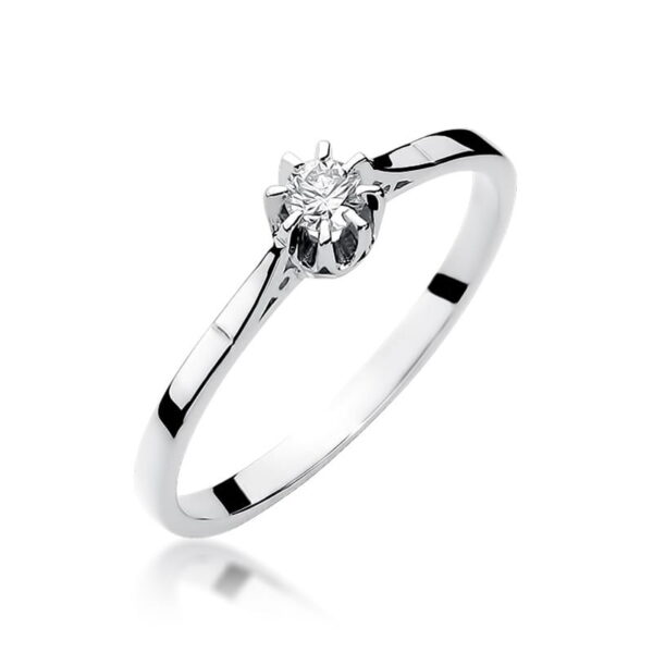 Pierścionek Diament 0,08ct białe złoto