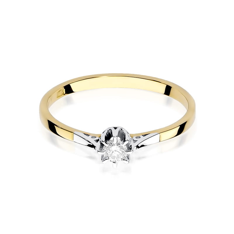 Pierścionek Diament 0,08ct Żółte złoto 375 - obrazek 2
