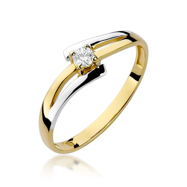 Pierścionek Diament 0,10ct żółte złoto 375