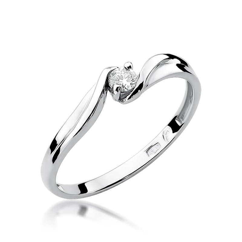 Pierścionek Diament 0,10ct białe złoto