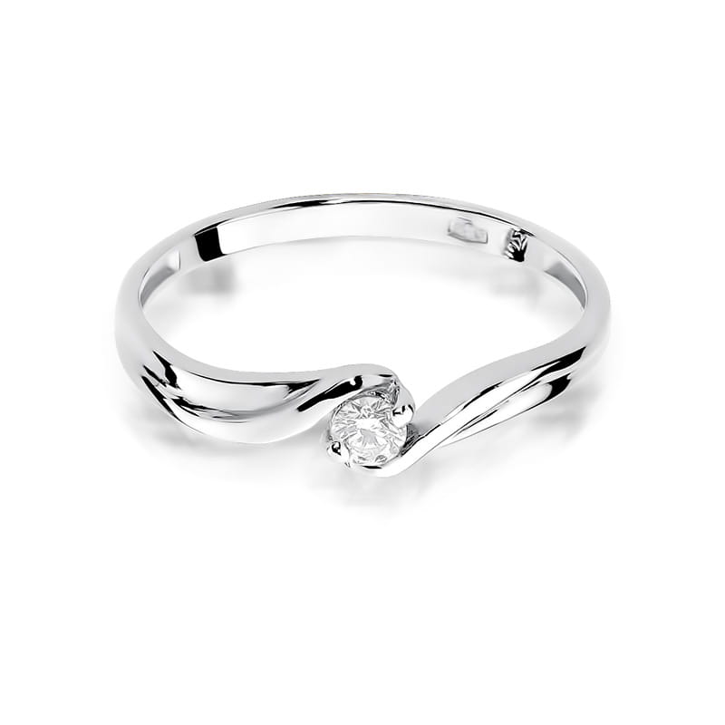 Pierścionek Diament 0,10ct białe złoto - obrazek 2