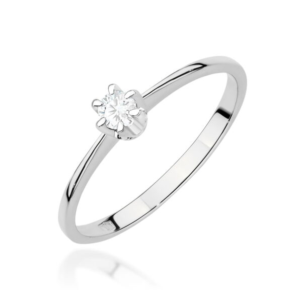 Pierścionek Diament 0,15ct białe złoto 375