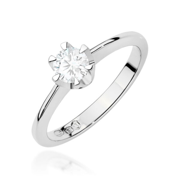 Pierścionek Diament 0,70ct białe złoto 375