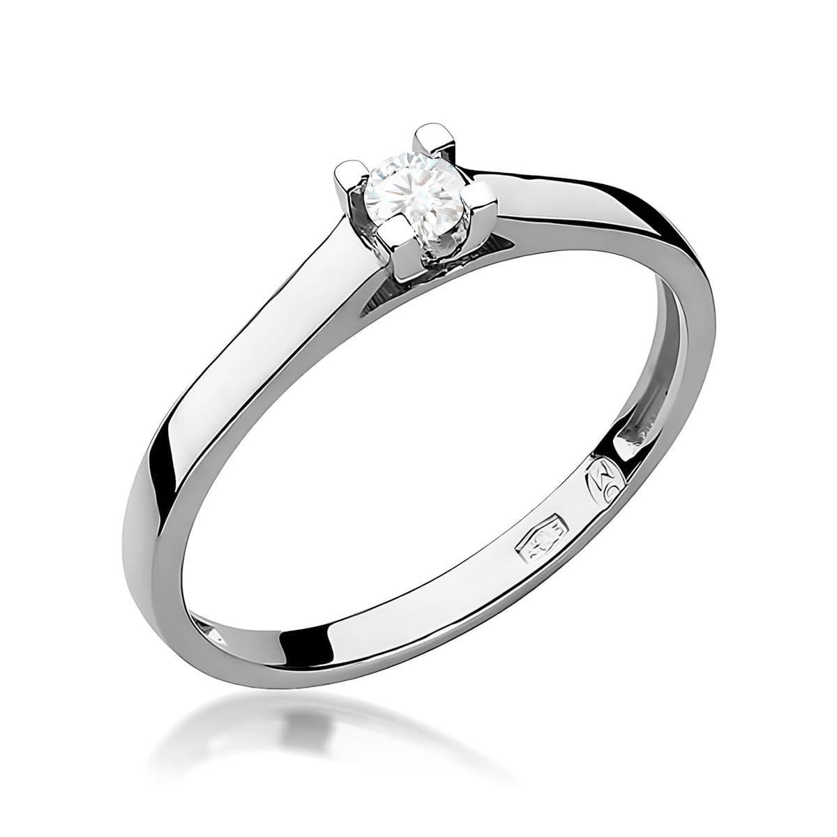 Pierścionek Diament 0,08ct białe złoto