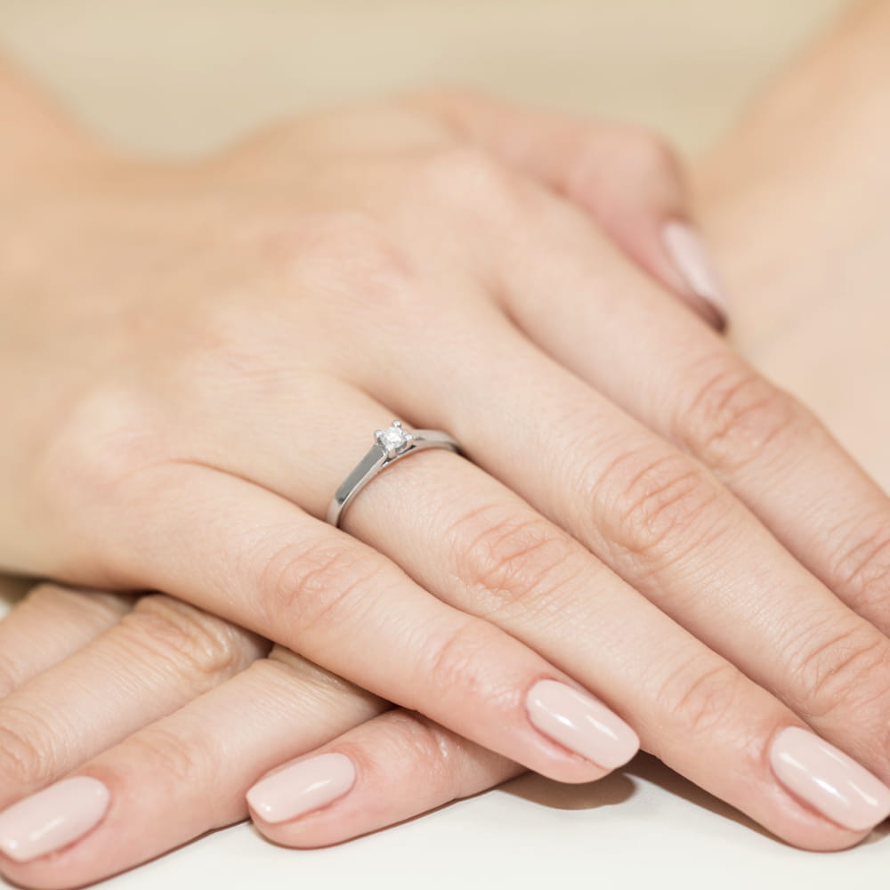 Pierścionek Diament 0,08ct białe złoto - obrazek 4