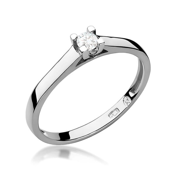 Pierścionek Diament 0,08ct białe złoto 375