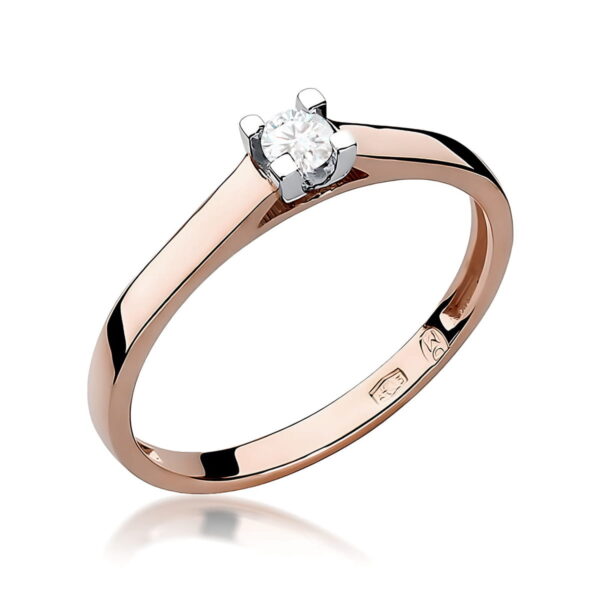 Pierścionek Diament Laboratoryjny 0,10ct różowe złoto