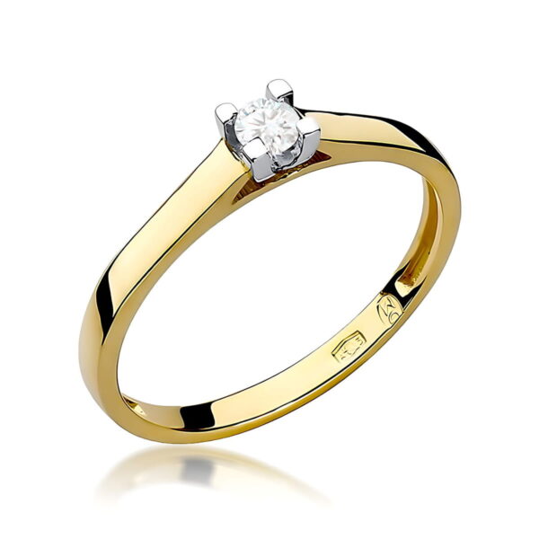 Pierścionek Diament 0,08ct żółte złoto 375