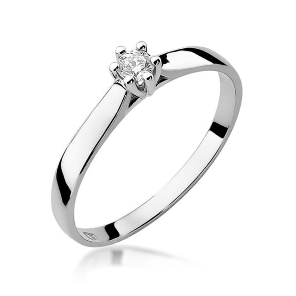 Pierścionek Diament 0,10ct białe złoto