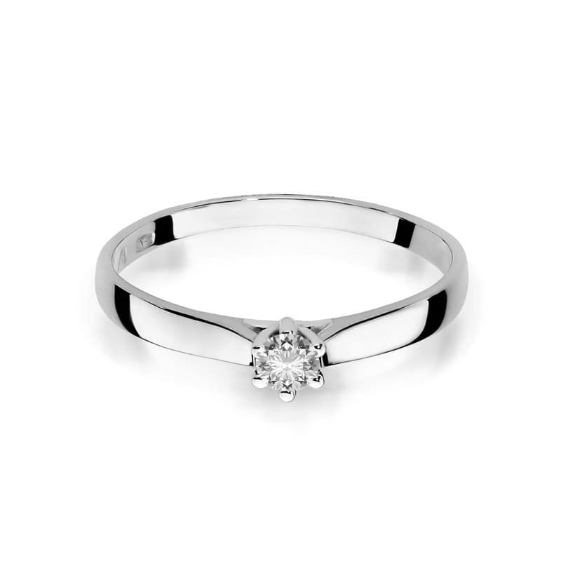Pierścionek Diament 0,12ct białe złoto 375 - obrazek 2