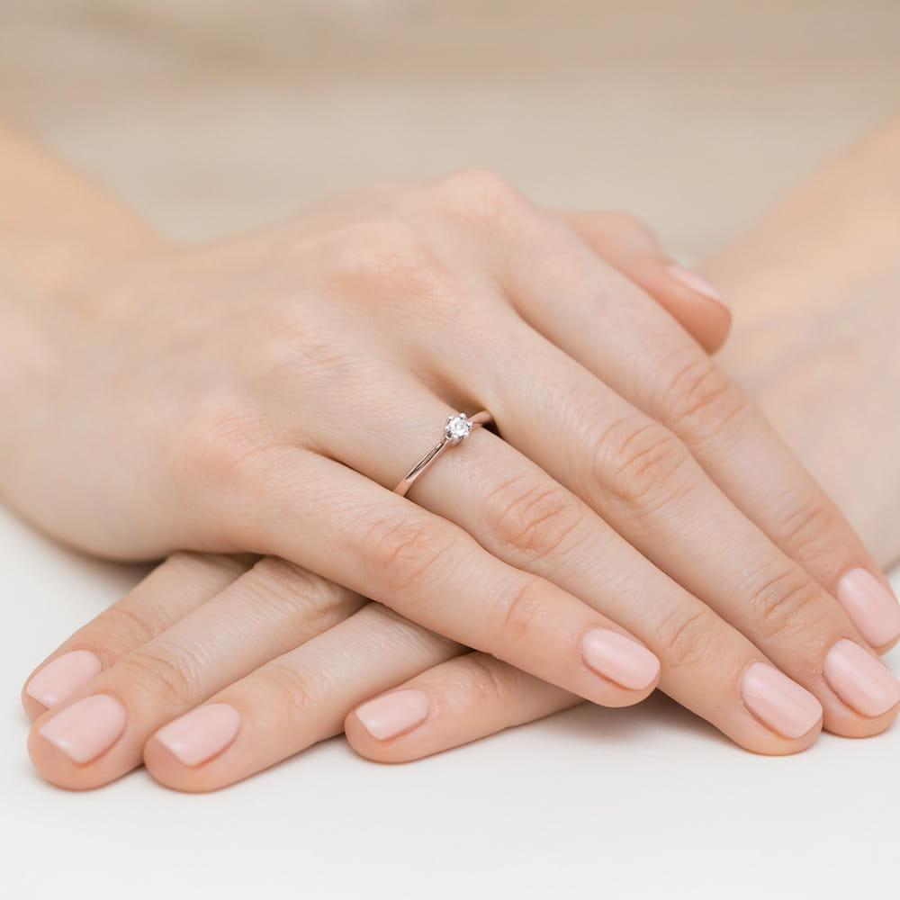 Pierścionek Diament 0,01ct różowe złoto - obrazek 4