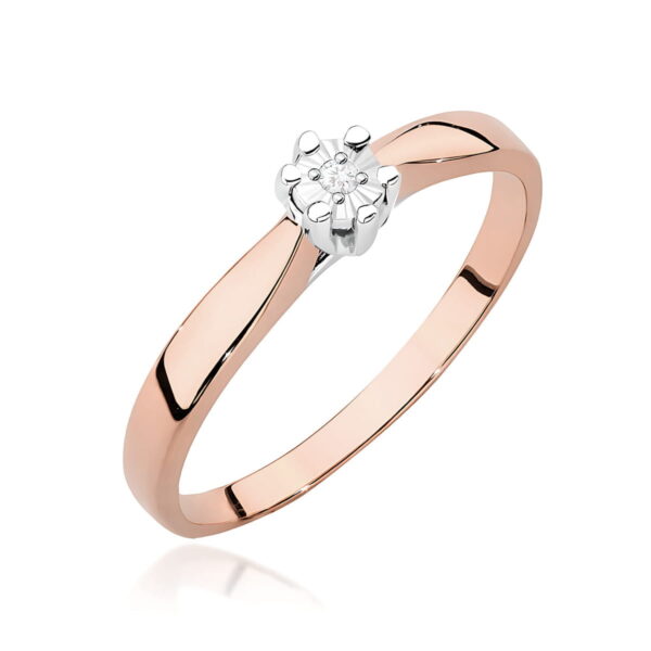 Pierścionek Diament 0,01ct różowe złoto
