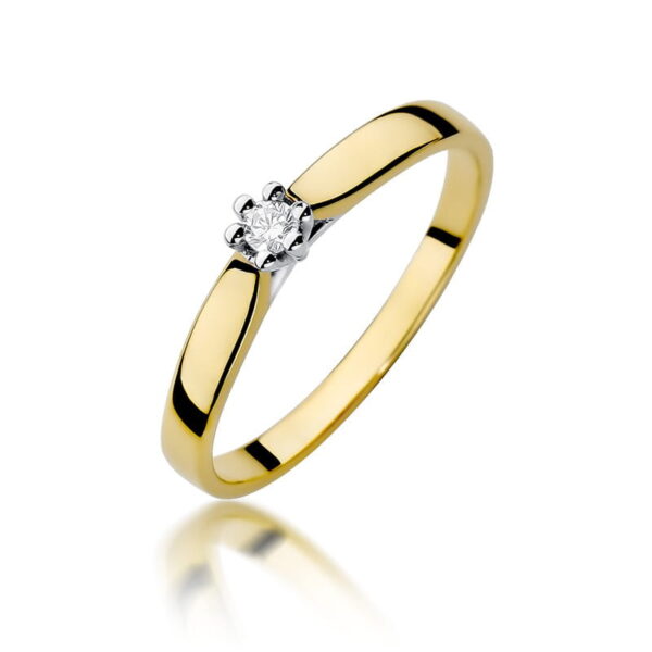 Pierścionek Diament 0,04ct żółte złoto