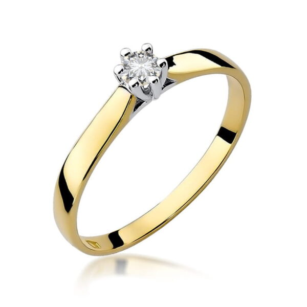 Pierścionek Diament 0,12ct żółte złoto