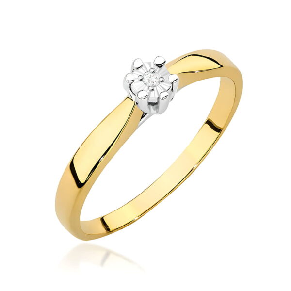 Pierścionek Diament 0,01ct żółte złoto