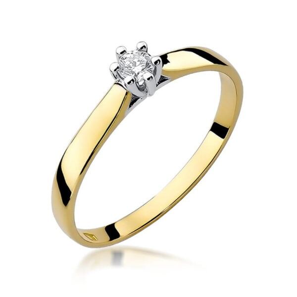 Pierścionek Diament 0,08ct Żółte złoto 375