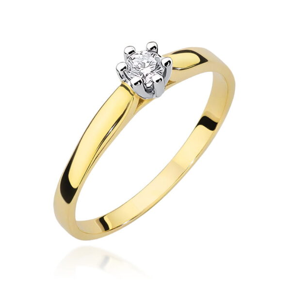 Pierścionek Diament 0,15ct Żółte złoto 375