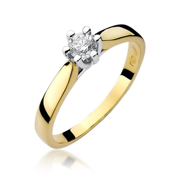 Pierścionek Diament 0,23ct żółte złoto 375