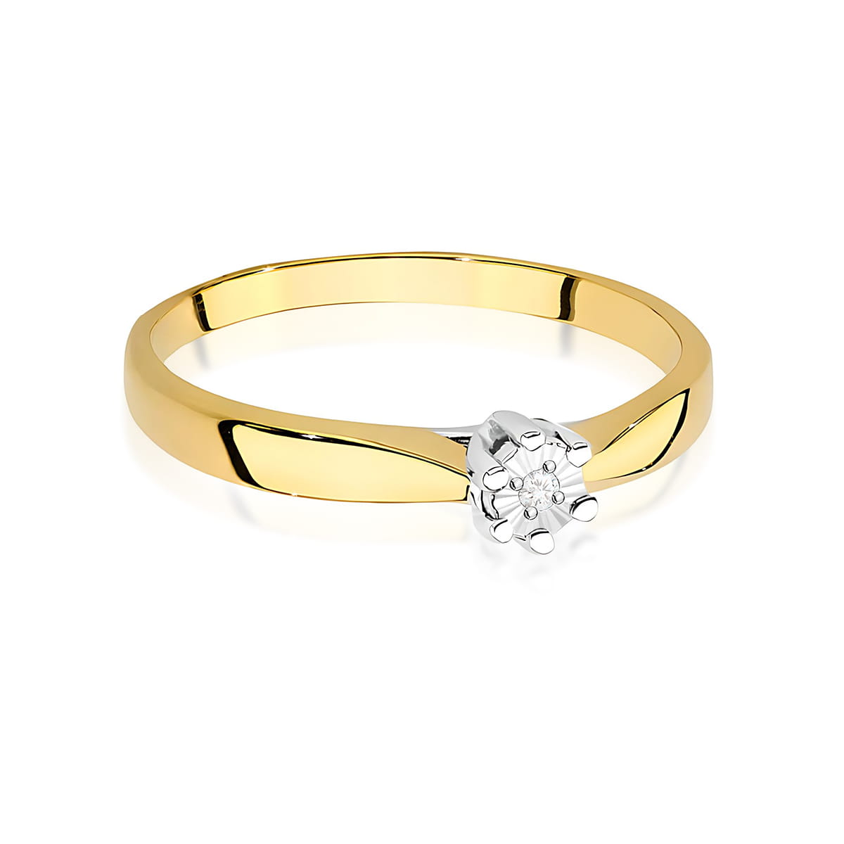 Pierścionek Diament 0,01ct żółte złoto 375 - obrazek 2