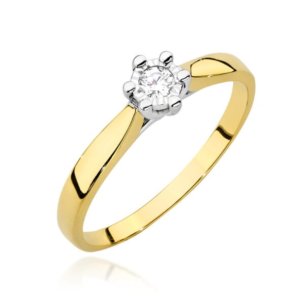 Pierścionek W0222BT Diament 0,08ct żółte złoto 375