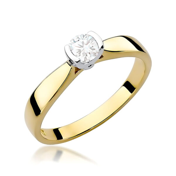 Pierścionek Diament 0,30ct żółte złoto 375