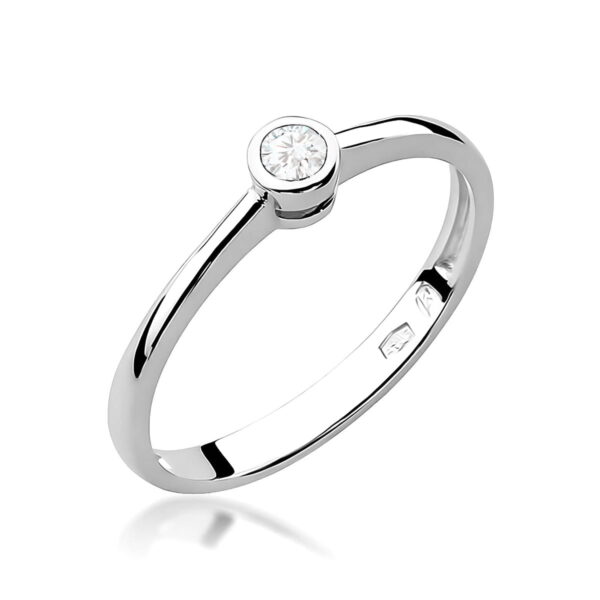 Pierścionek Diament 0,10ct białe złoto 375