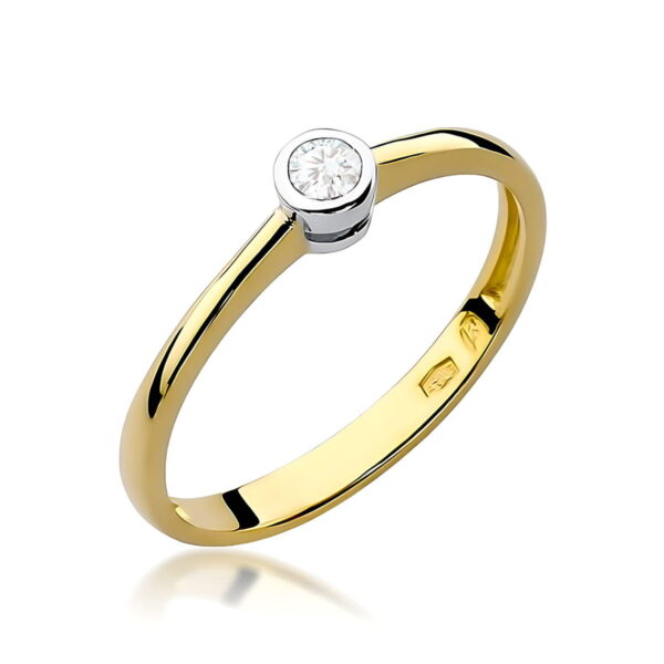 Pierścionek Diament 0,10ct żółte złoto