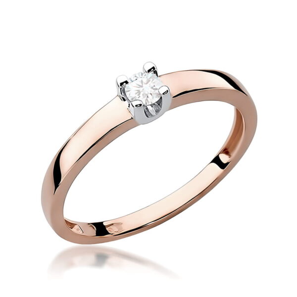 Pierścionek Diament 0,10ct różowe złoto