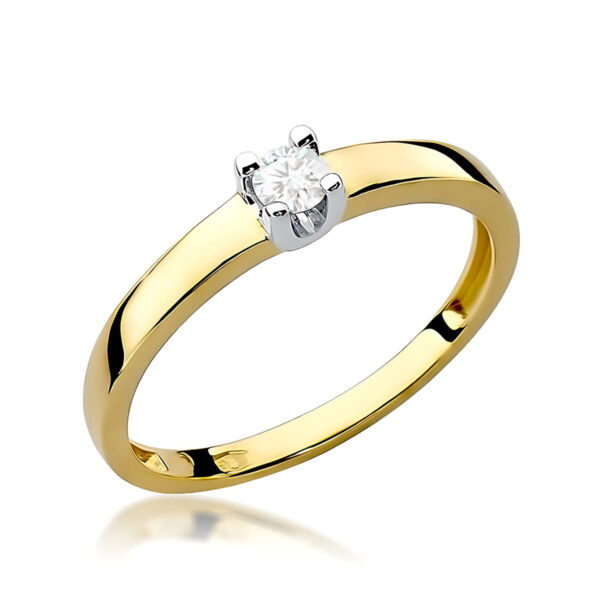 Pierścionek Diament 0,08ct Żółte złoto 375