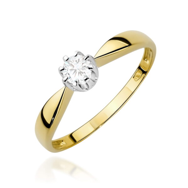 Pierścionek Diament 0,15ct żółte złoto