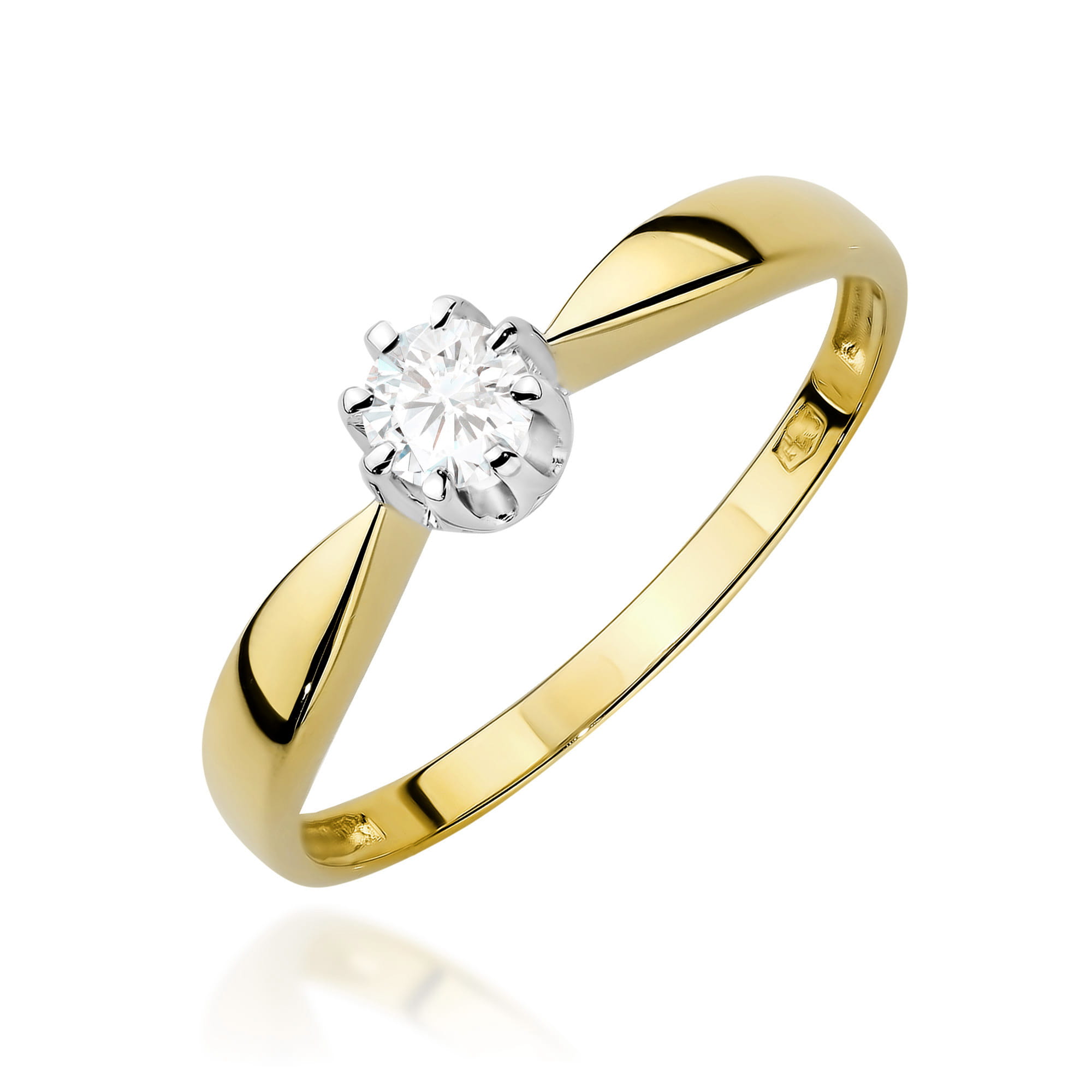 Pierścionek Diament 0,15ct żółte złoto