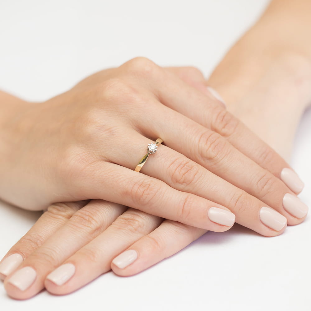 Pierścionek Diament 0,25ct żółte złoto - obrazek 4