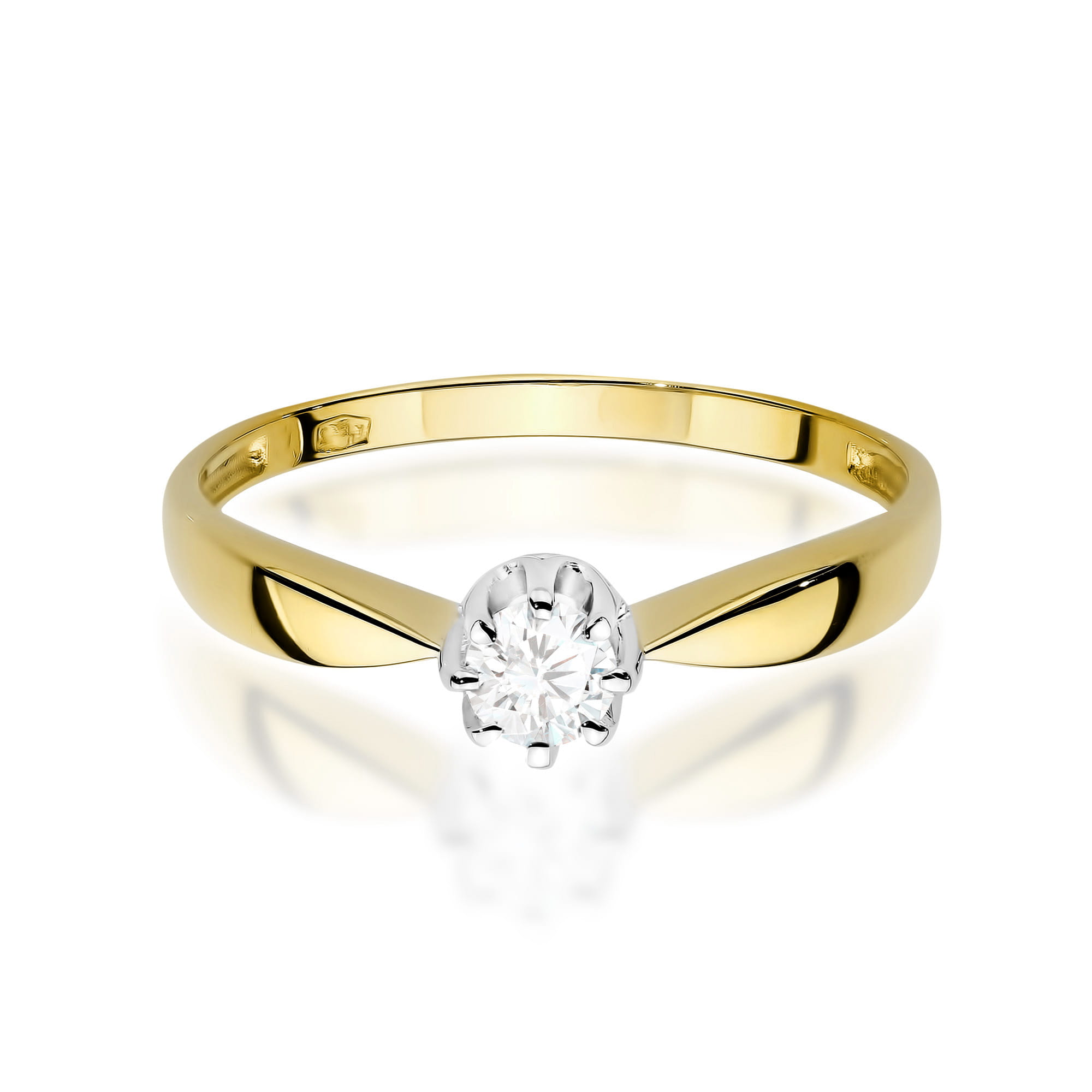 Pierścionek Diament 0,15ct żółte złoto 375 - obrazek 2